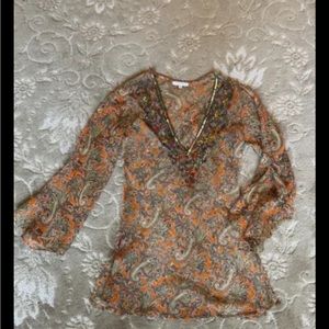 Romeo & Juliet sheer blouse with stone embellishment (M)